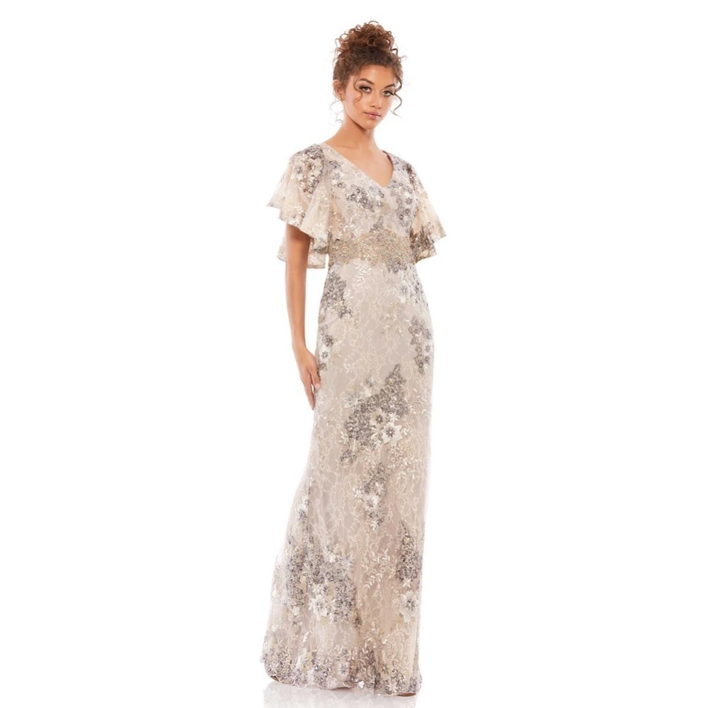 Mac Duggal 67842 NWT BELL SLEEVE FLORAL EMBELLISHED GOWN